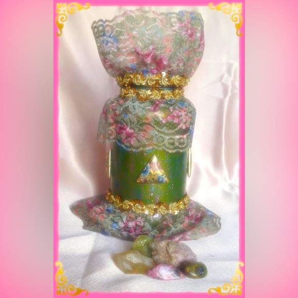 Hand Crafted Glass Jar Refreshing Meadow Gypsy Bottle RoseAroma - Picture 3 of 10